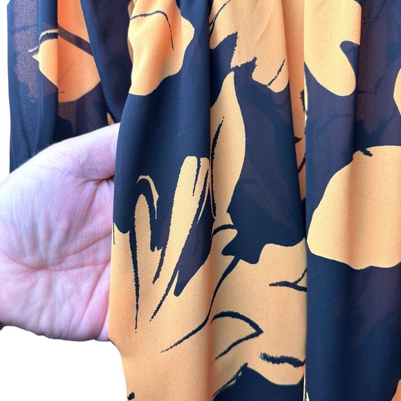 Vintage Albert Nipon Dress Executive Womens 10 Orange Black Secretary Bow 1980s - Picture 10 of 12